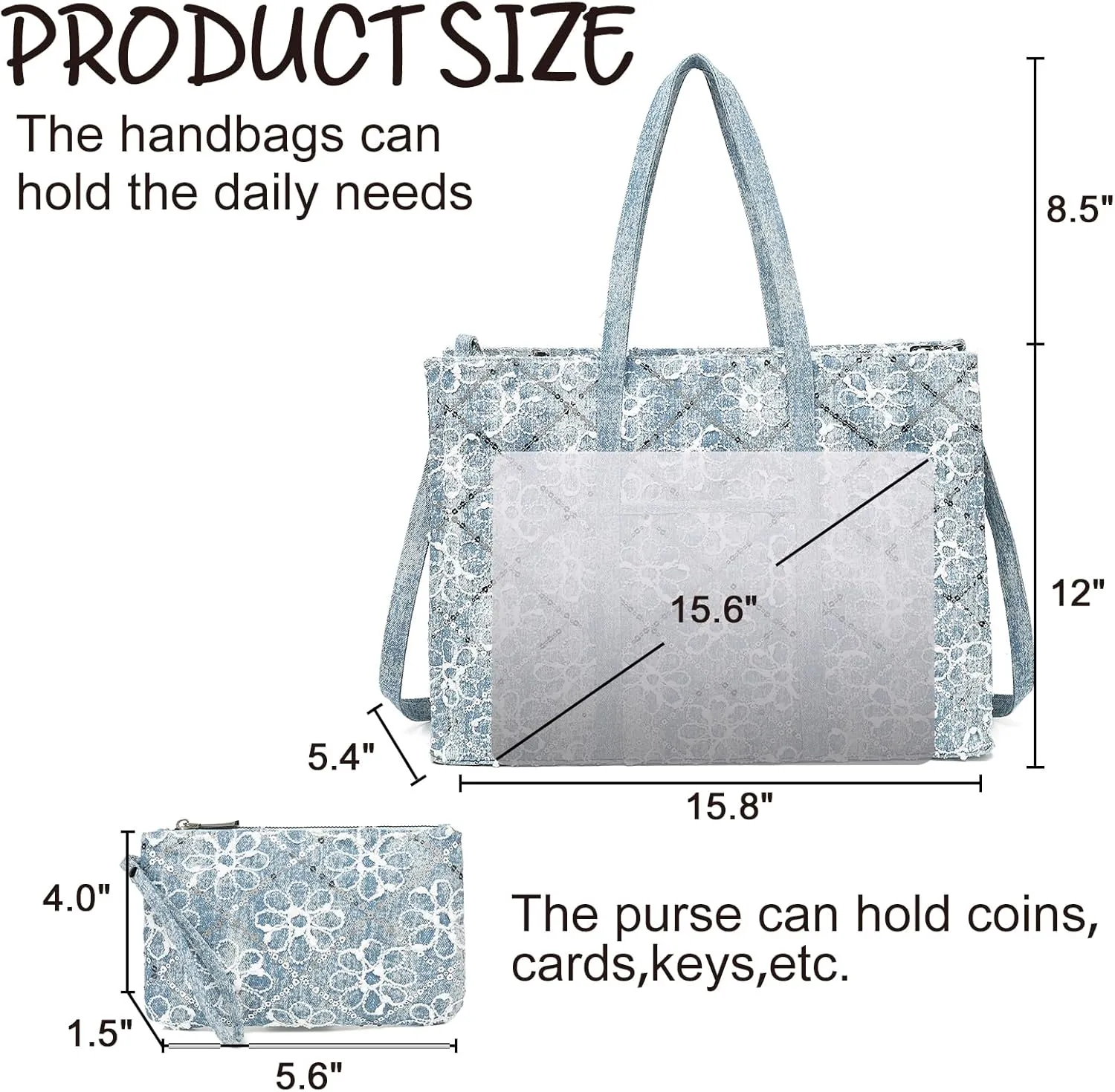 BTOOP Tote Bag for Women Work Teacher Tote Bag 15.6 inch Laptop Shoulder Bags Handbag Office Briefcase with Clutch Purse