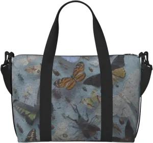 Butterfly and Beetle Travel Bag Weekender Bags for Women Men Carry on Overnight Bag Tote Bag Yoga Gym Bag With Adjustable Straps for Gym, Work, Personal Items