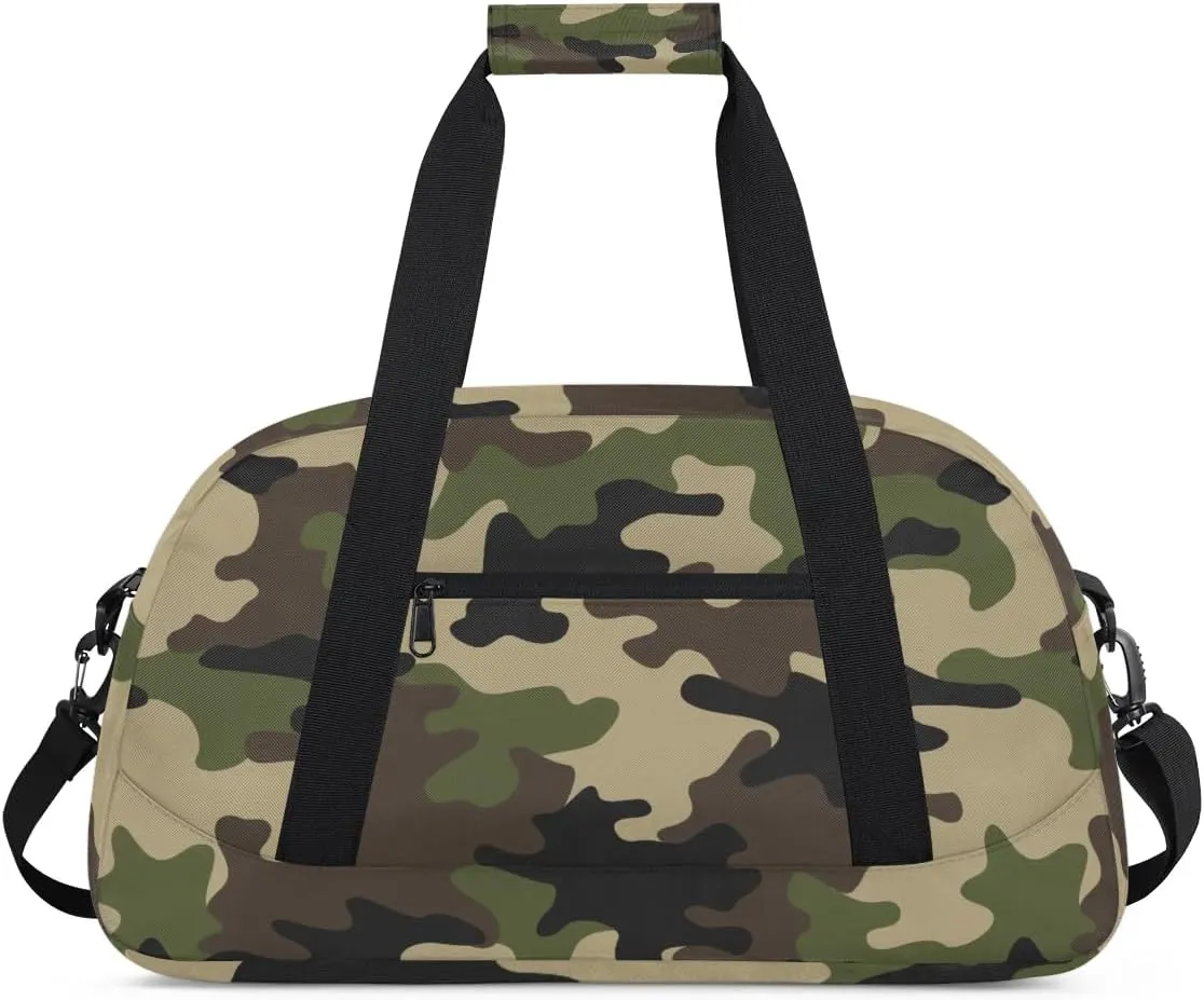 Camo Kids Duffel Bag for Boys, Camouflage Sports Gym Bag Overnight Travel Weekender Bags Lightweight Carry On Sleepovers Bag for School Practice Gymnastics