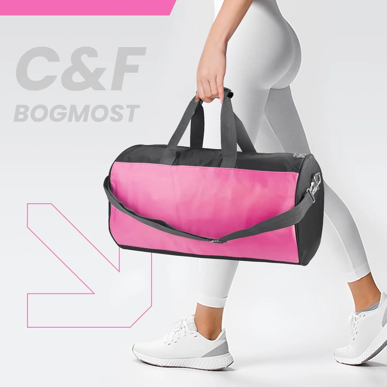 C&F BOGMOST Travel Duffel Bag Large Foldable Waterproof Gym Bag for Gym Beach Swim Bag Men Women Duffle Bag Lightweight Oxford Cloth Sports Bag-Pink