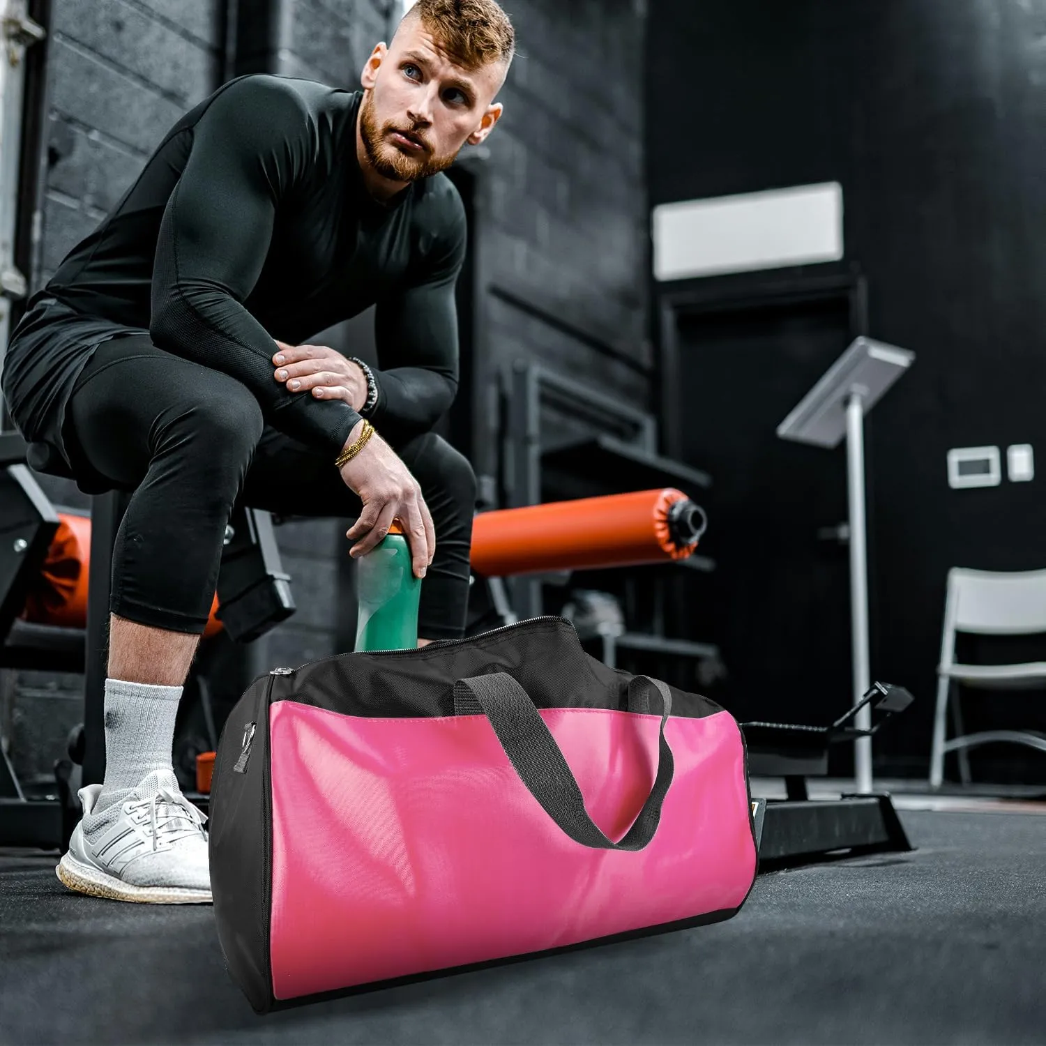 C&F BOGMOST Travel Duffel Bag Large Foldable Waterproof Gym Bag for Gym Beach Swim Bag Men Women Duffle Bag Lightweight Oxford Cloth Sports Bag-Pink