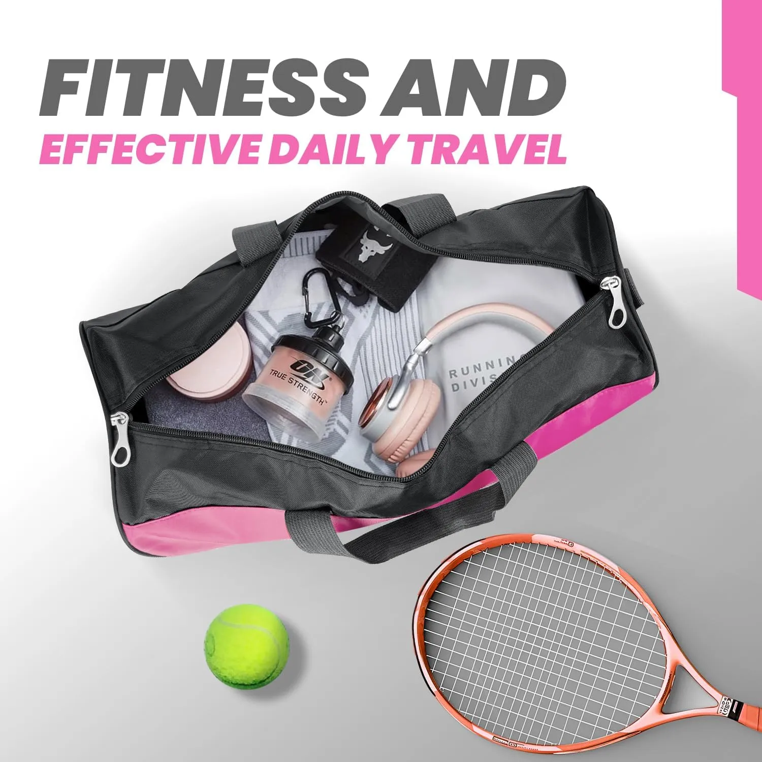 C&F BOGMOST Travel Duffel Bag Large Foldable Waterproof Gym Bag for Gym Beach Swim Bag Men Women Duffle Bag Lightweight Oxford Cloth Sports Bag-Pink