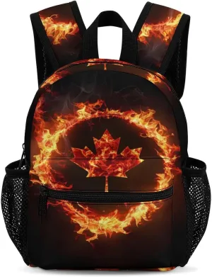 Canada Flag Canadian Flame Flag 13 Inch Backpack Waterproof Lightweight Travel Backpack Purse Hiking Daypack