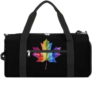 Canada Leaf LGBT Prideful Gym Bag for Women Men Lightweight Duffel Bag Travel Tote Bag Sports Bag with Shoulder Strap