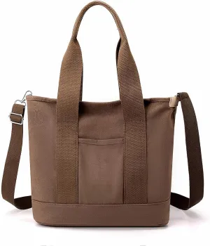 Canvas Tote Bag with Zipper for Women Crossbody Bag Trendy Shoulder Handbag Satchel Hobo Bag Messenger Bag with Compartments