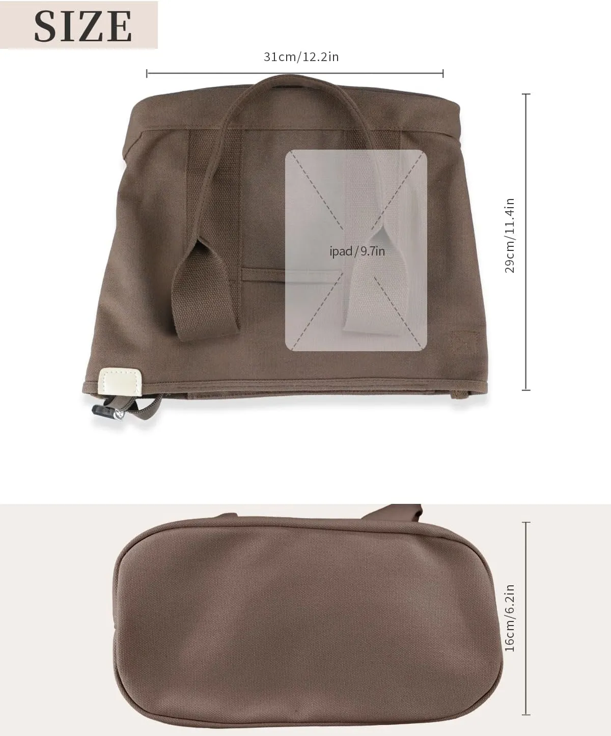 Canvas Tote Bag with Zipper for Women Crossbody Bag Trendy Shoulder Handbag Satchel Hobo Bag Messenger Bag with Compartments