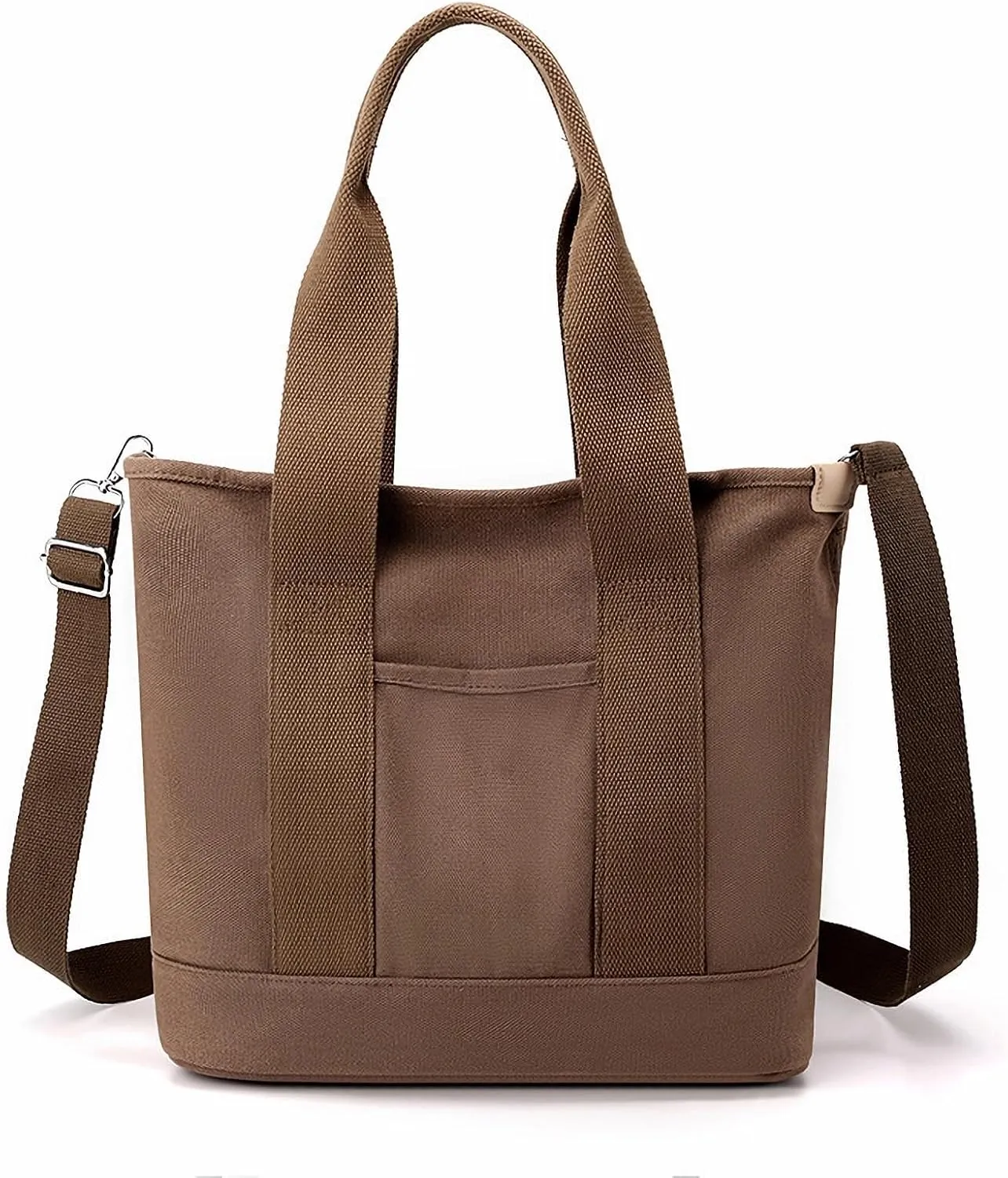 Canvas Tote Bag with Zipper for Women Crossbody Bag Trendy Shoulder Handbag Satchel Hobo Bag Messenger Bag with Compartments
