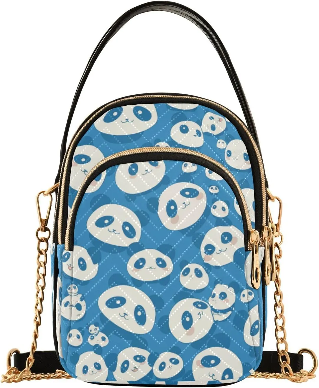Cartoon Cute Blue Panda trendy crossbody bags for women trendy with multi pockets handbags for women for adult
