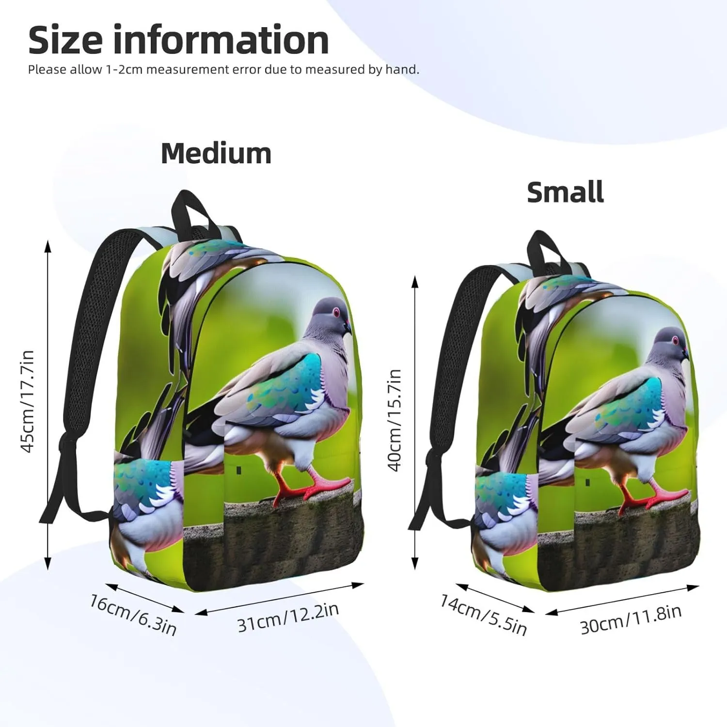 Cartoon Pigeon 3 Classic Style Backpacks Travel Bag For Men Women Lightweight Back Pack With Laptop Compartmen