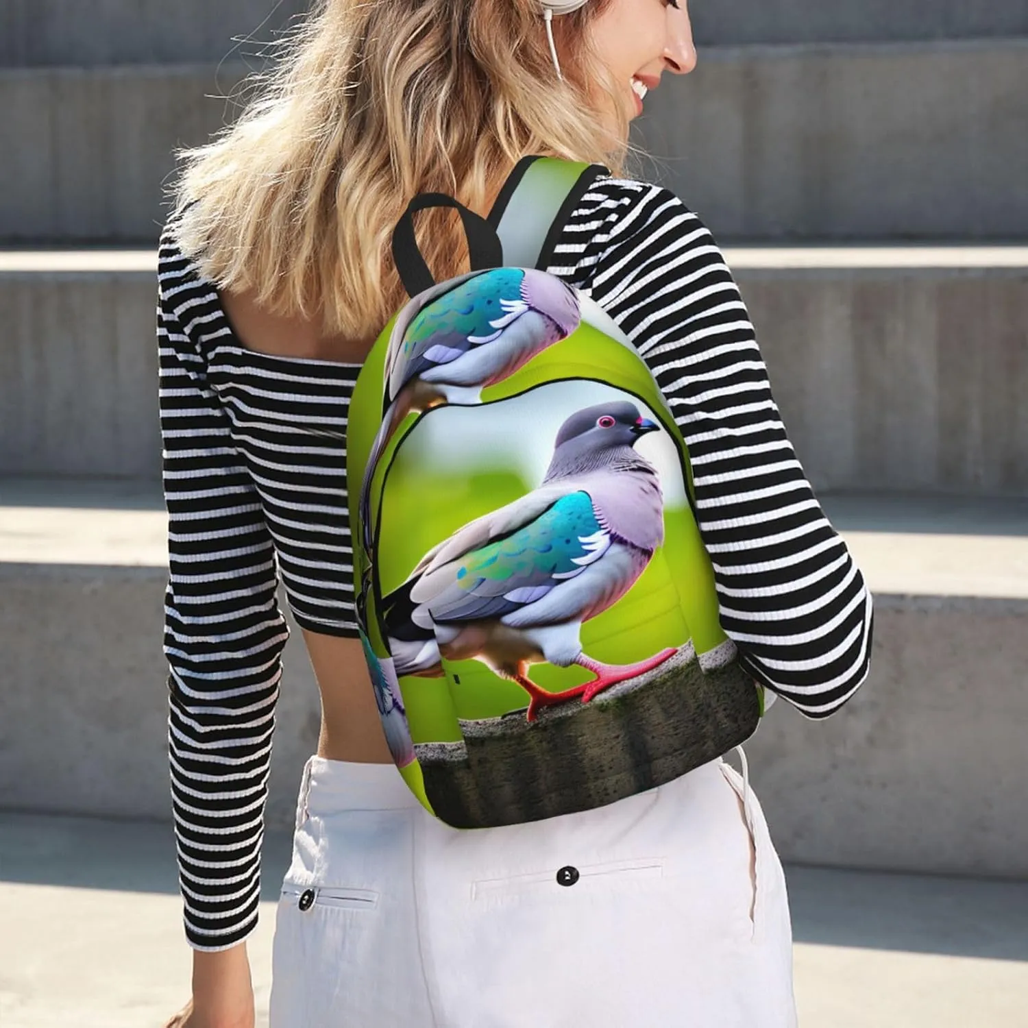 Cartoon Pigeon 3 Classic Style Backpacks Travel Bag For Men Women Lightweight Back Pack With Laptop Compartmen