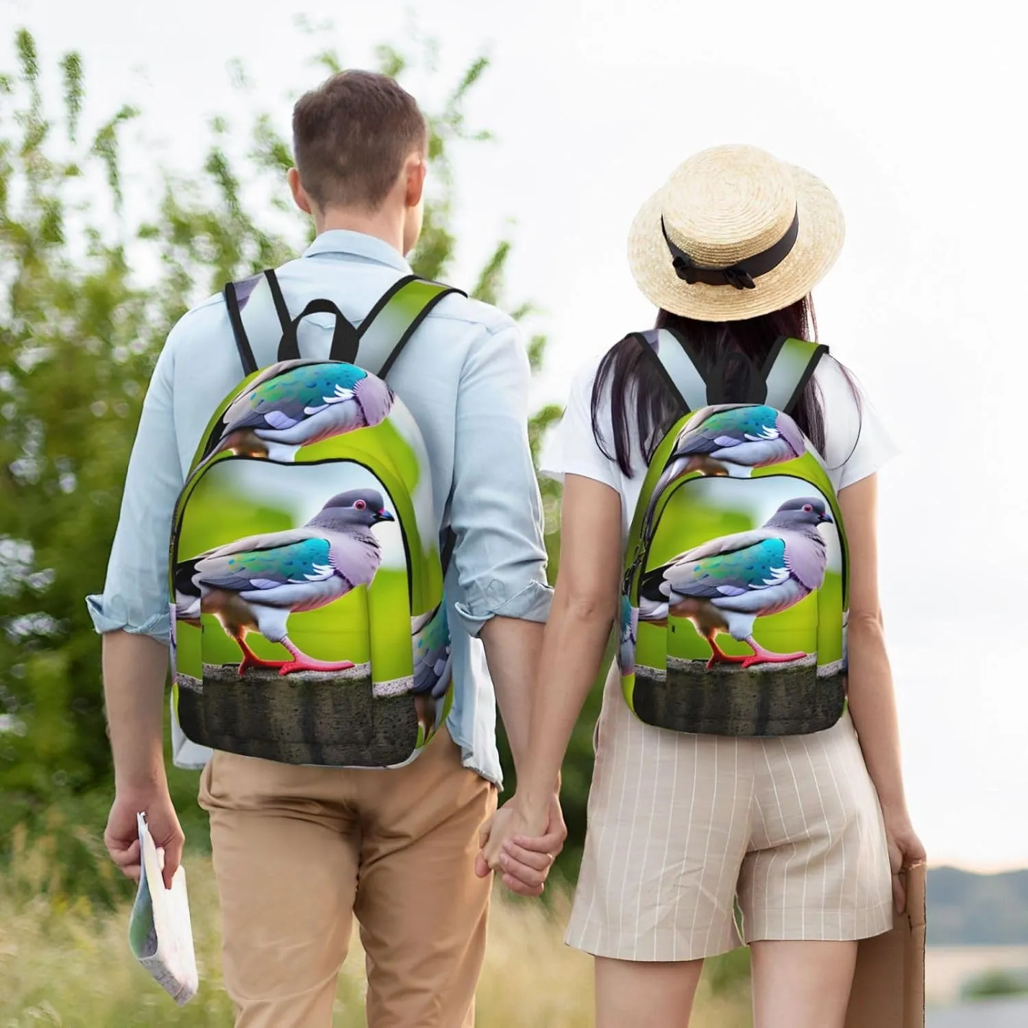Cartoon Pigeon 3 Classic Style Backpacks Travel Bag For Men Women Lightweight Back Pack With Laptop Compartmen