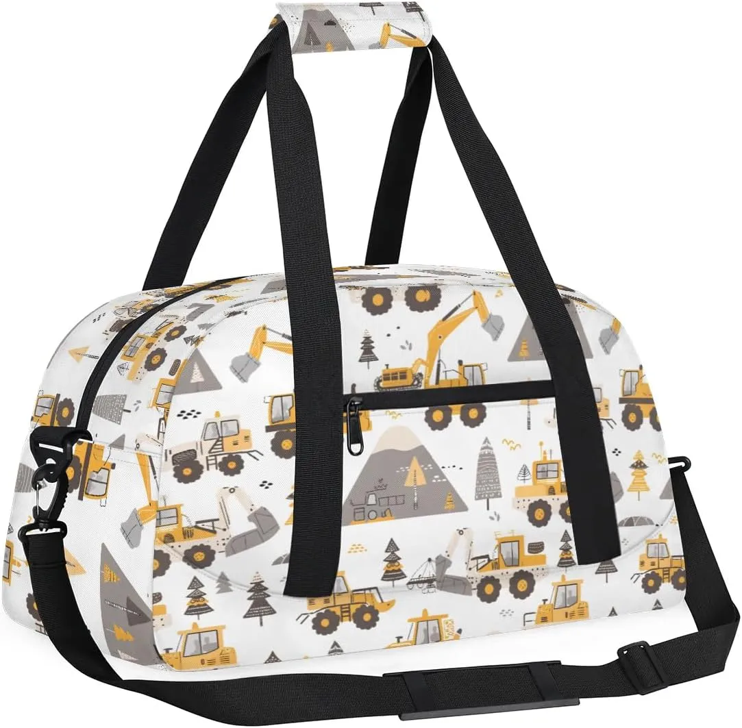 Cartoon Truck Kids Duffel Bag for Boys, Sports Gym Bag Overnight Travel Weekender Bag Lightweight Carry On Sleepovers Bag for School Practice Gymnastics
