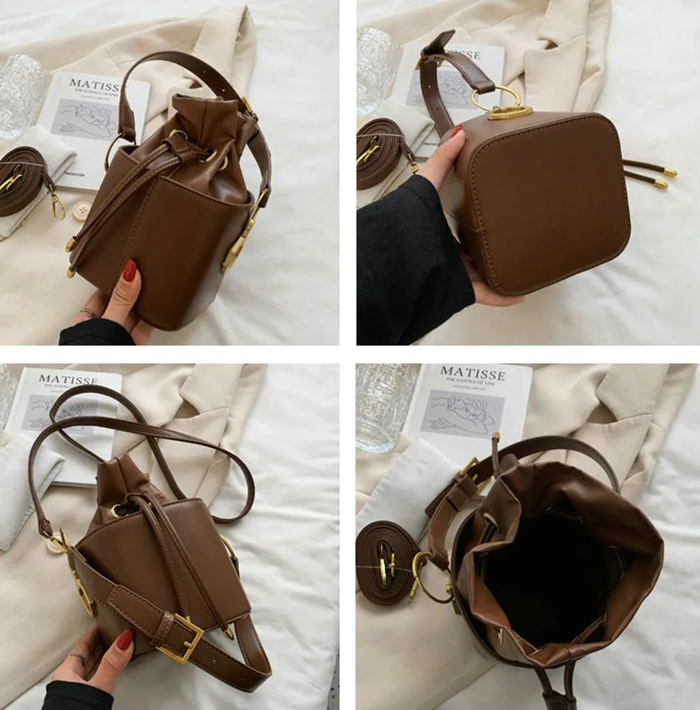 Casual Bucket Bag Trendy Crossbody Bags For Women Vegan Leather Handbags Elegant Clutch Purses Women’s Evening Bag
