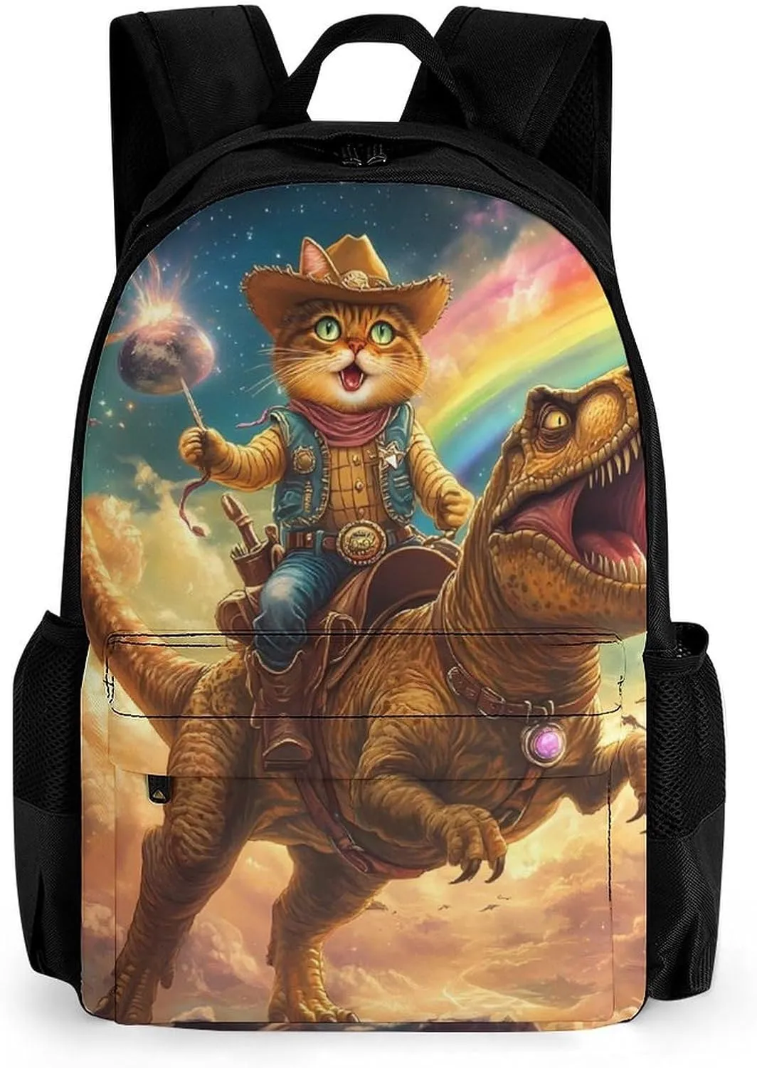 Cat Laser Beam Laptop Backpacks 16 Inch Travel Shoulder Bag Multipurpose Casual Hiking Daypack