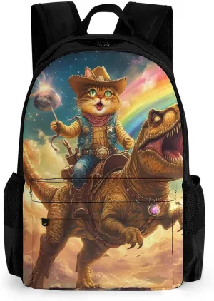 Cat Laser Beam Laptop Backpacks 16 Inch Travel Shoulder Bag Multipurpose Casual Hiking Daypack