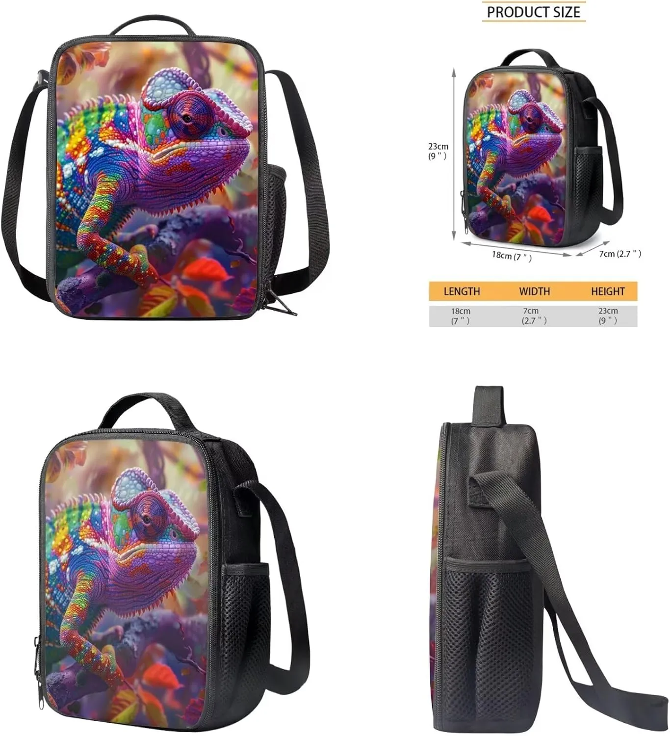 Chameleon Backpack for Teen Girls for School Bag for Kids Girls Backpack for Boys with Lunch Bag with Water Bottle Holder School Company Outside Sports Travel Keychain