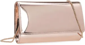 CHARMING TAILOR Faux Leather Wedding Clutch for Women Metallic PU Formal Bag Mirrored Patent Evening Party Purse