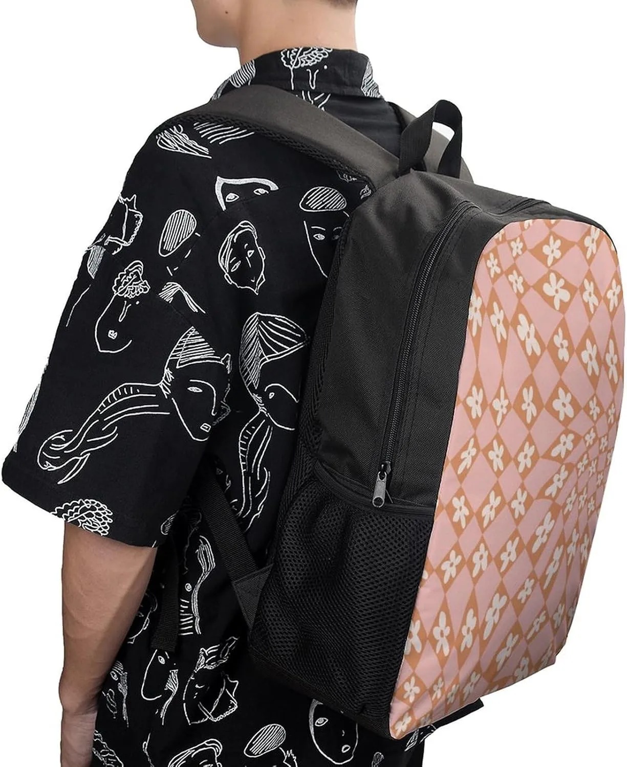 Checkered Flowers Psychedelic Backpack Lightweight Waterproof Backpacks Laptop Backpack for Unisex Casual Travel Daypacks Large Capacity