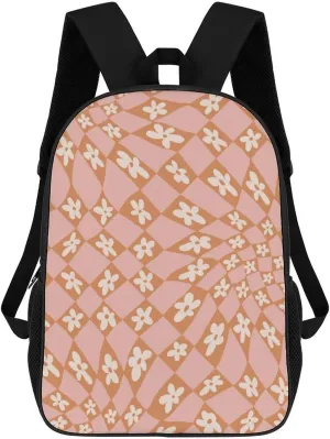 Checkered Flowers Psychedelic Backpack Lightweight Waterproof Backpacks Laptop Backpack for Unisex Casual Travel Daypacks Large Capacity