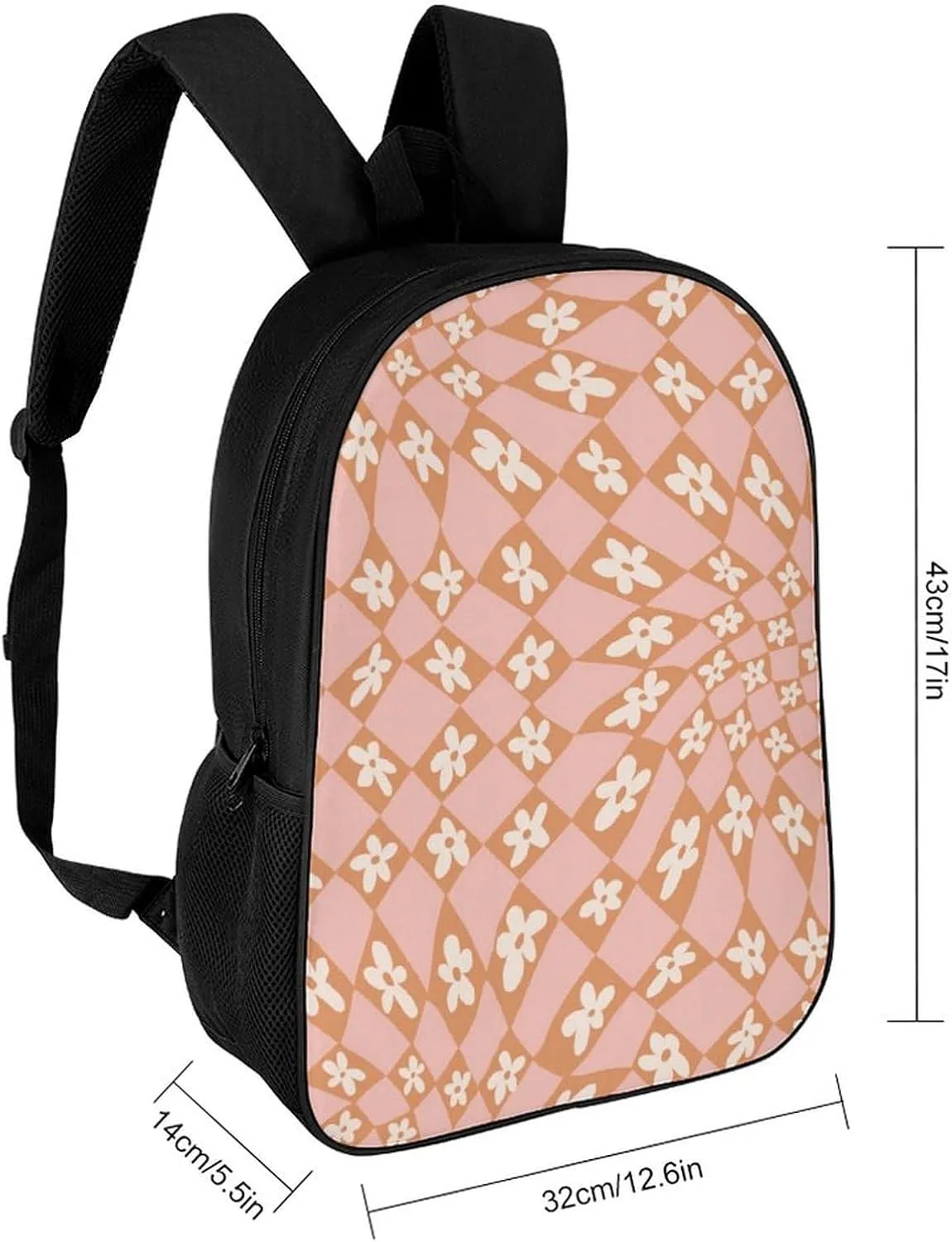 Checkered Flowers Psychedelic Backpack Lightweight Waterproof Backpacks Laptop Backpack for Unisex Casual Travel Daypacks Large Capacity