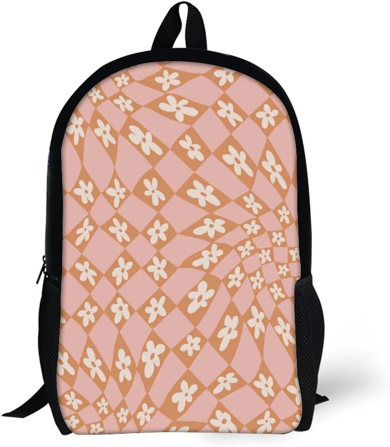 Checkered Flowers Psychedelic Backpack Lightweight Waterproof Backpacks Laptop Backpack for Unisex Casual Travel Daypacks Large Capacity