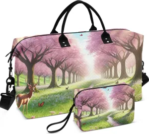 Cherry Blossom Spring Flowers Travel Duffel Bags Toiletry Bags Set of 2, Print Women Sports Bags Duffel for Traveling