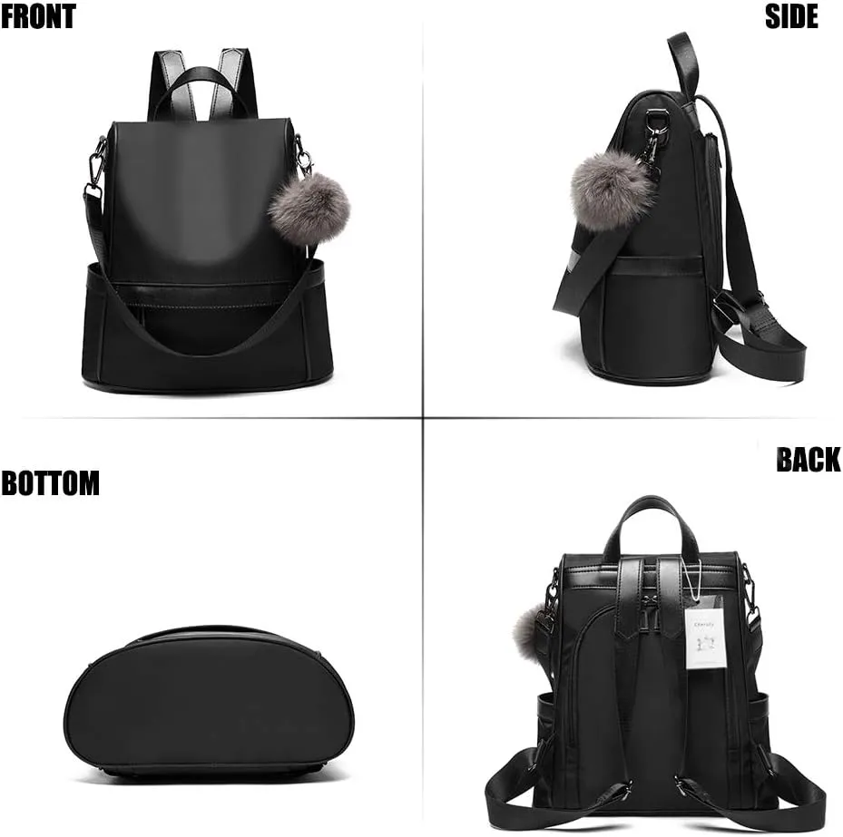 CHERUTY Women Backpack Purse Nylon Anti-theft Fashion Casual Lightweight Travel Shoulder Bag