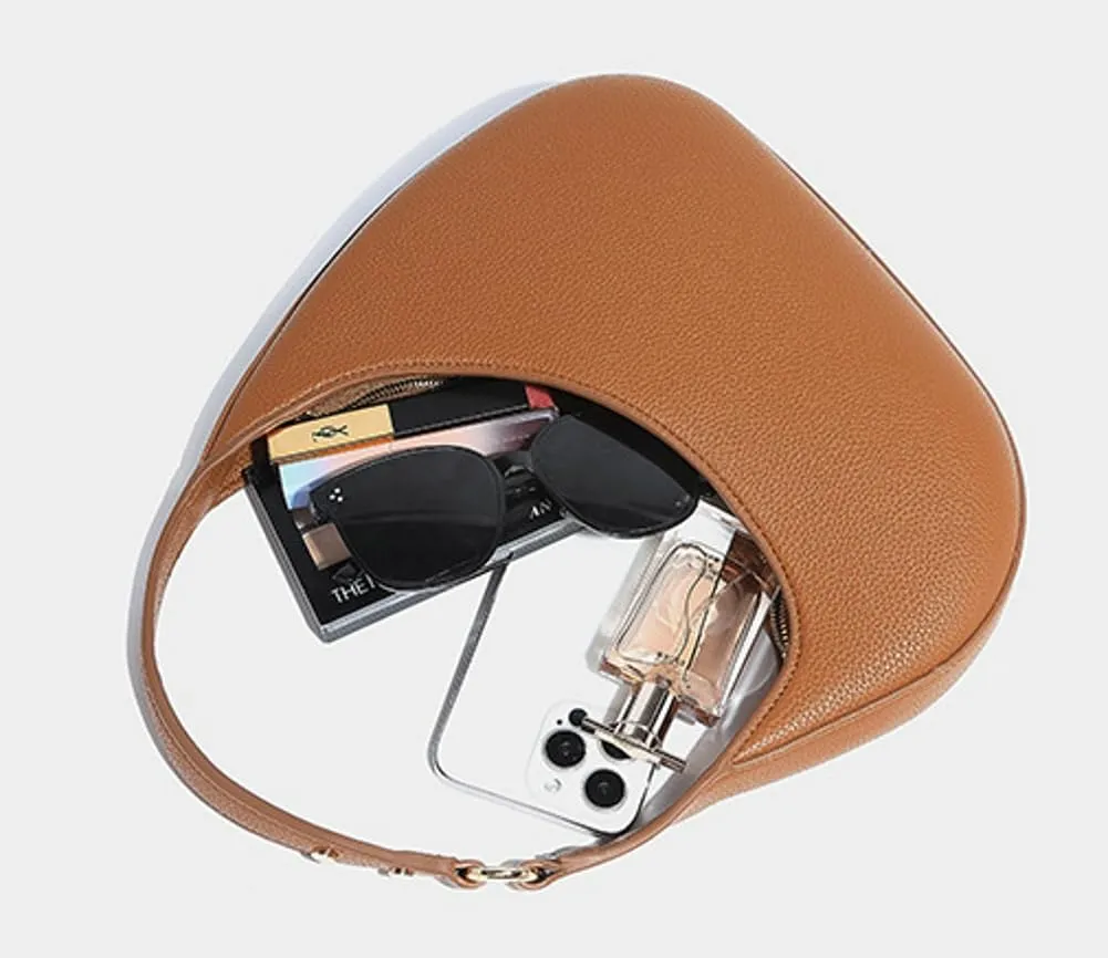 Chic Minimalist Irregular Crescent Design Shoulder Underarm Bag, Fashionable Elegant Handbags Adjustable PU Purse Women