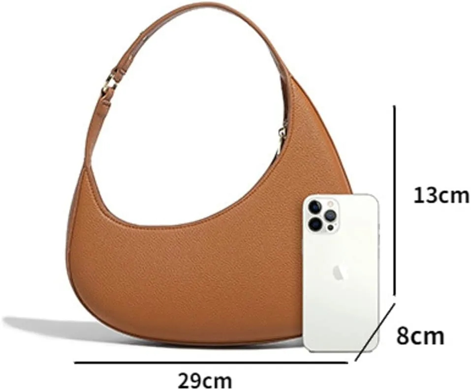 Chic Minimalist Irregular Crescent Design Shoulder Underarm Bag, Fashionable Elegant Handbags Adjustable PU Purse Women
