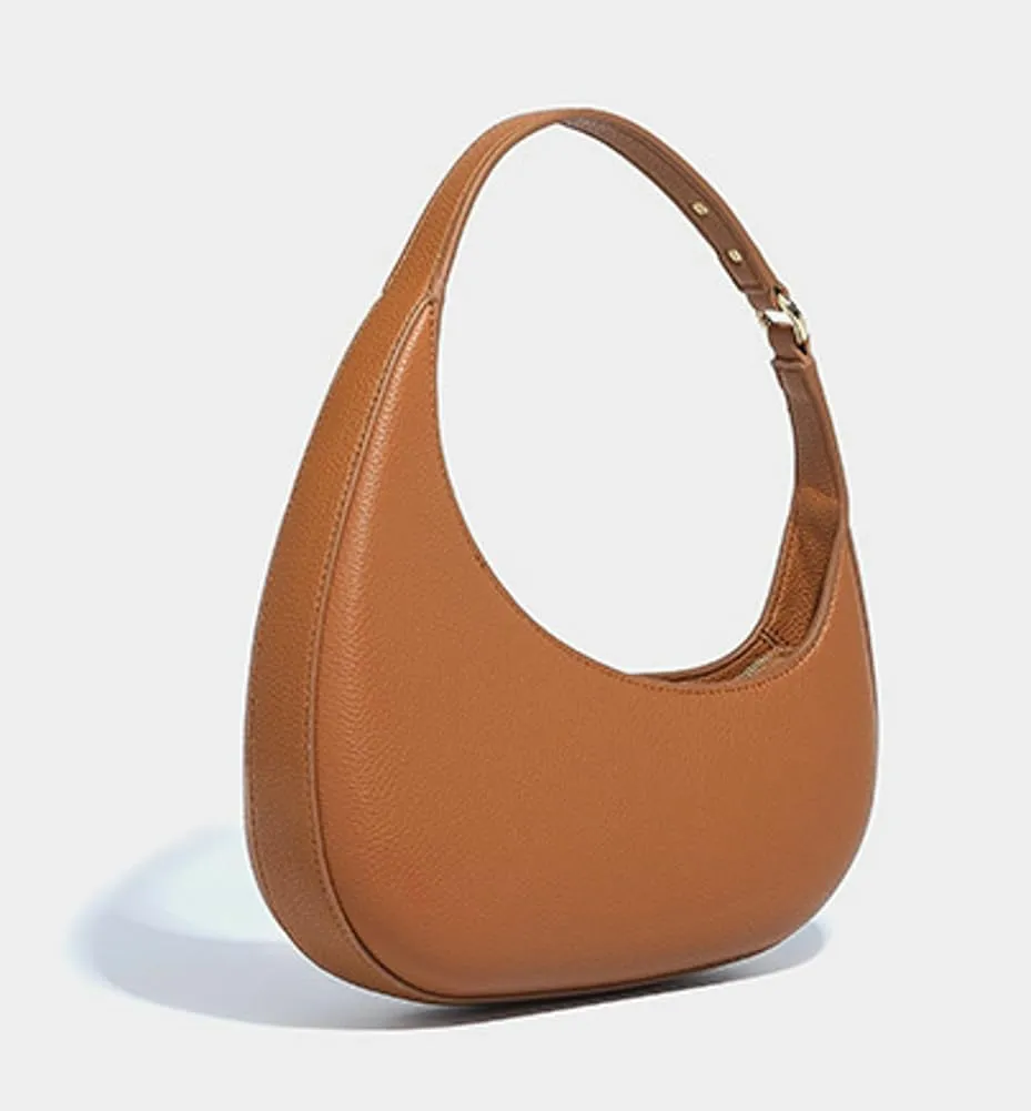 Chic Minimalist Irregular Crescent Design Shoulder Underarm Bag, Fashionable Elegant Handbags Adjustable PU Purse Women