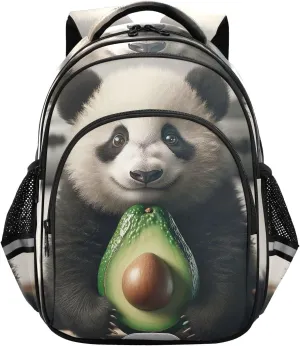 CHIFIGNO Cute Panda Avocado School Backpack with Reflective Stripes Travel Laptop Bookbag Lightweight Backpacks for Teens