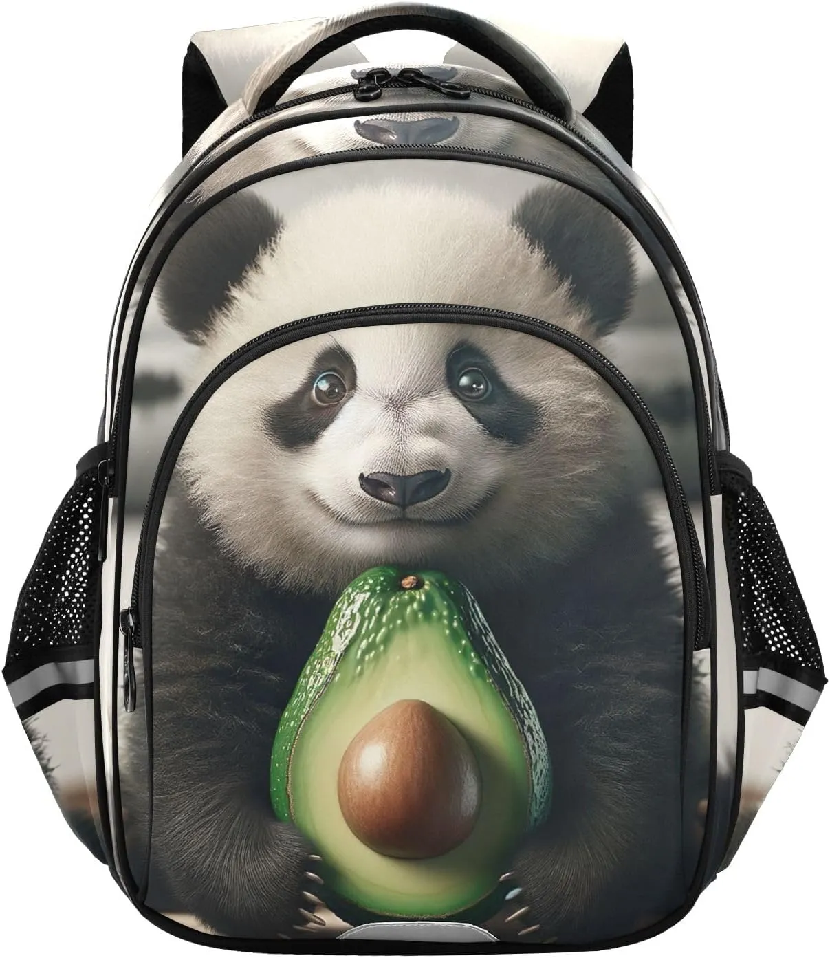 CHIFIGNO Cute Panda Avocado School Backpack with Reflective Stripes Travel Laptop Bookbag Lightweight Backpacks for Teens