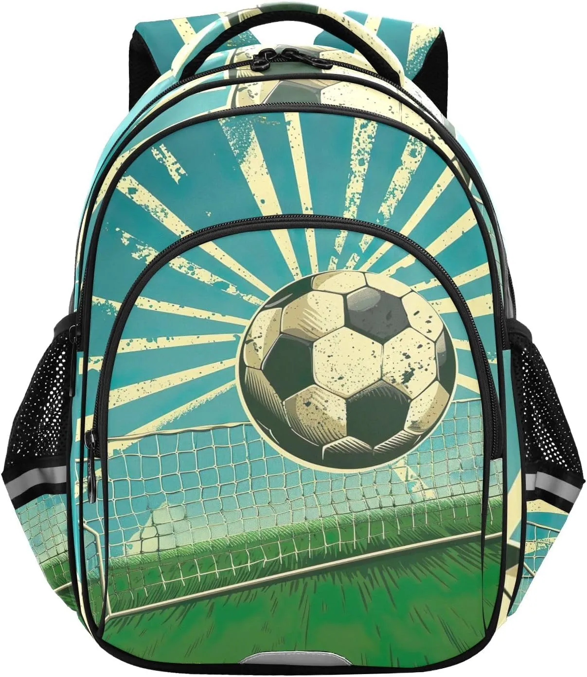 CHIFIGNO Soccer Ball School Backpack with Reflective Stripes Travel Bookbag Boys Girls Casual Daypack Backpacks