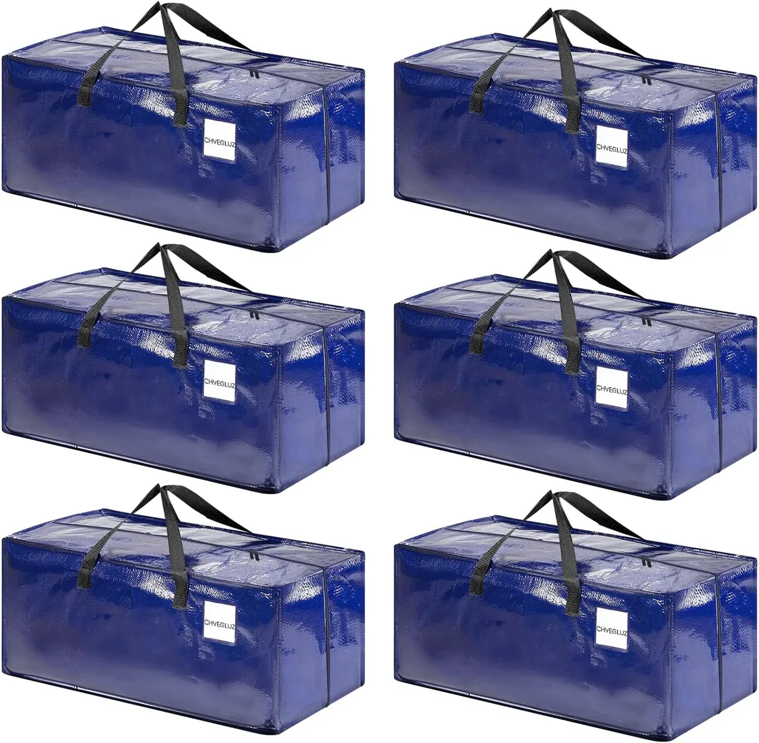 CHVEGLUZ 6 Packs Moving Bags Heavy Duty Extra Large,Storage Bags with Zipper&Handles, Sturdy&Durable Clothes Storage Bags Totes for College Dorm Essentials, Moving Boxes for College Supplies, Blue
