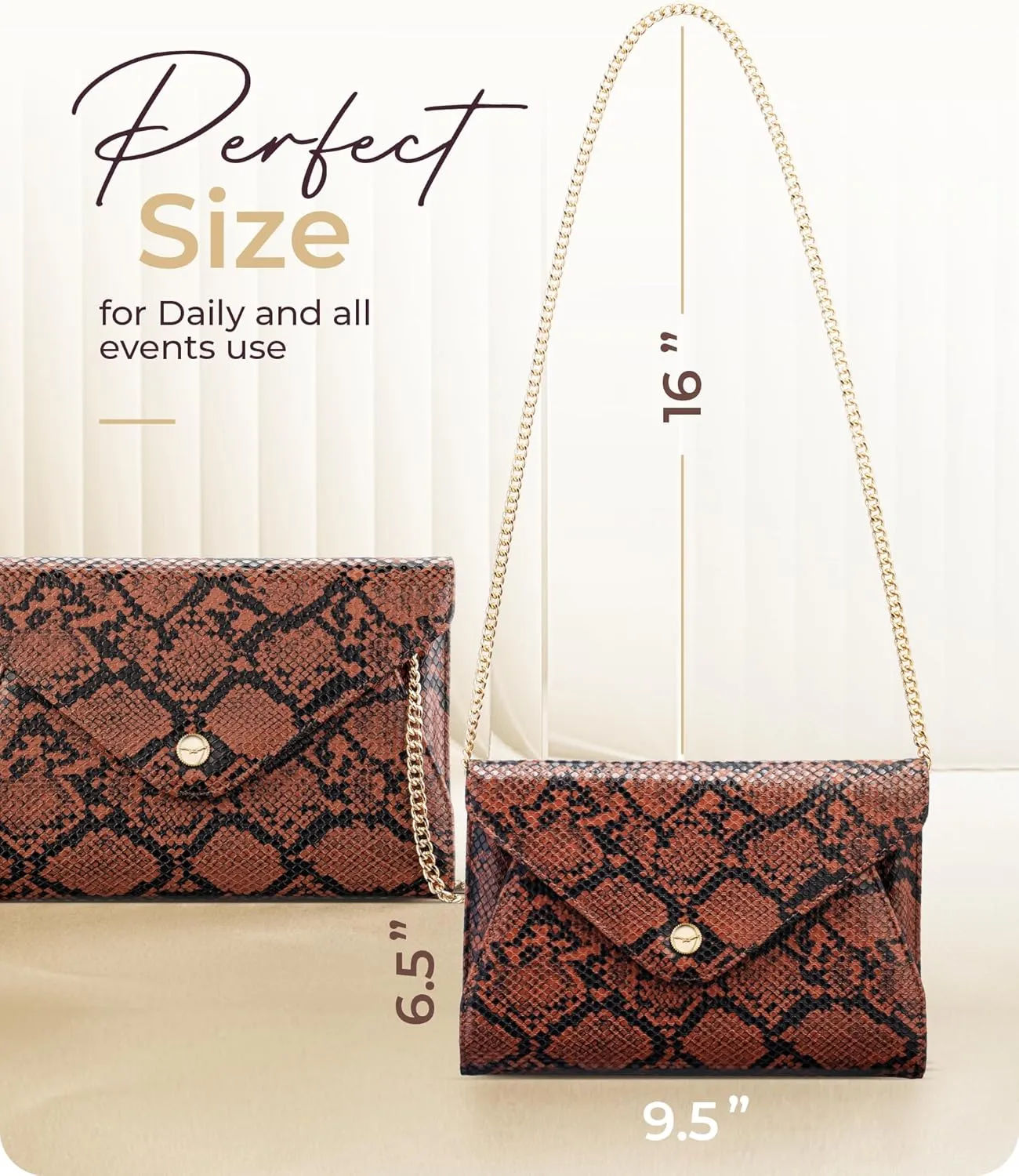 Claasico Evening Clutch Purses For Women - Elegant Envelope Clutch RFID Bag with Detachable Chain