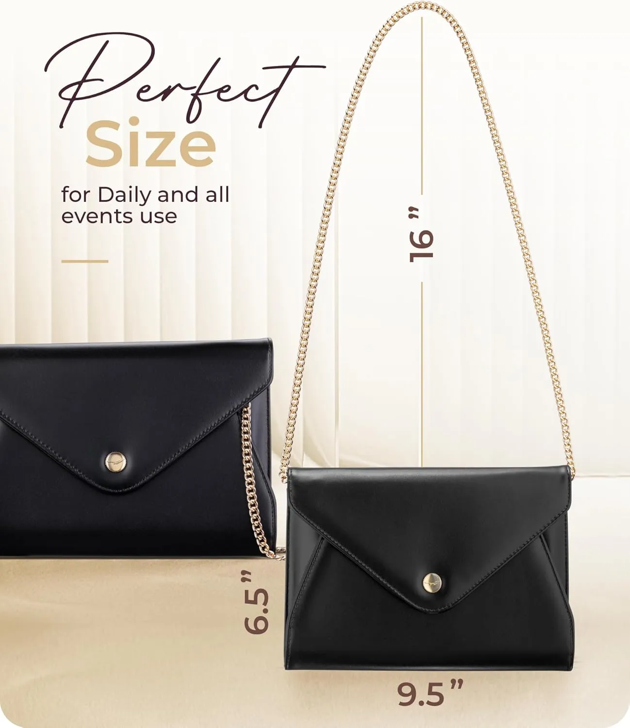 Claasico Evening Clutch Purses For Women - Elegant Envelope Clutch RFID Bag with Detachable Chain