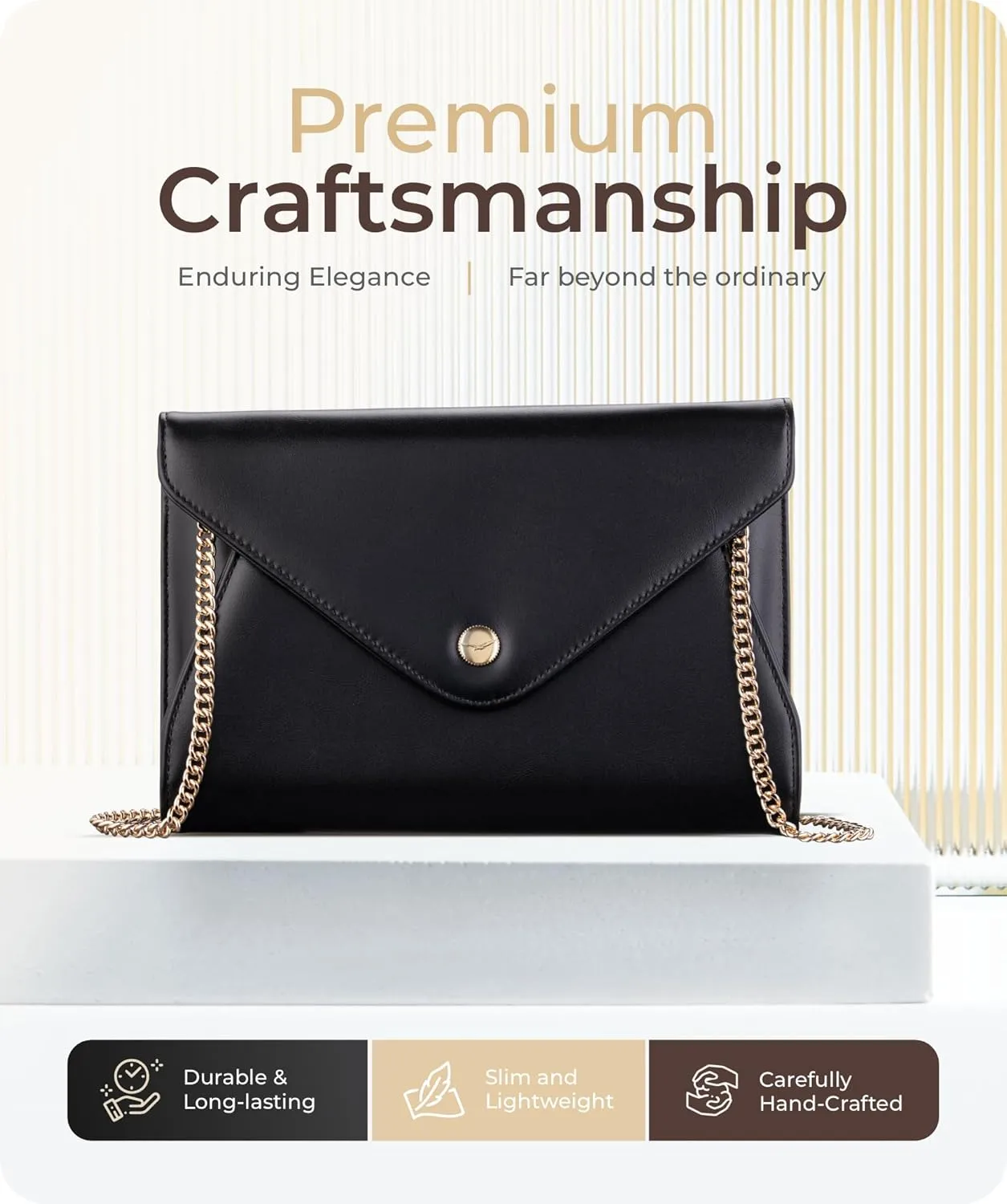 Claasico Evening Clutch Purses For Women - Elegant Envelope Clutch RFID Bag with Detachable Chain