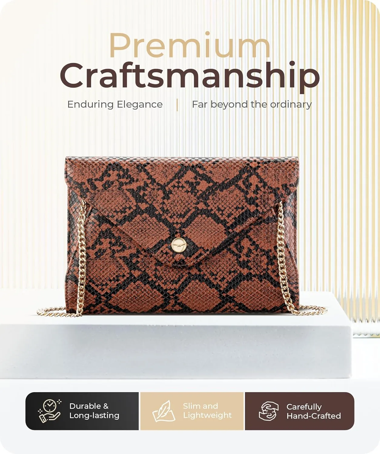 Claasico Evening Clutch Purses For Women - Elegant Envelope Clutch RFID Bag with Detachable Chain