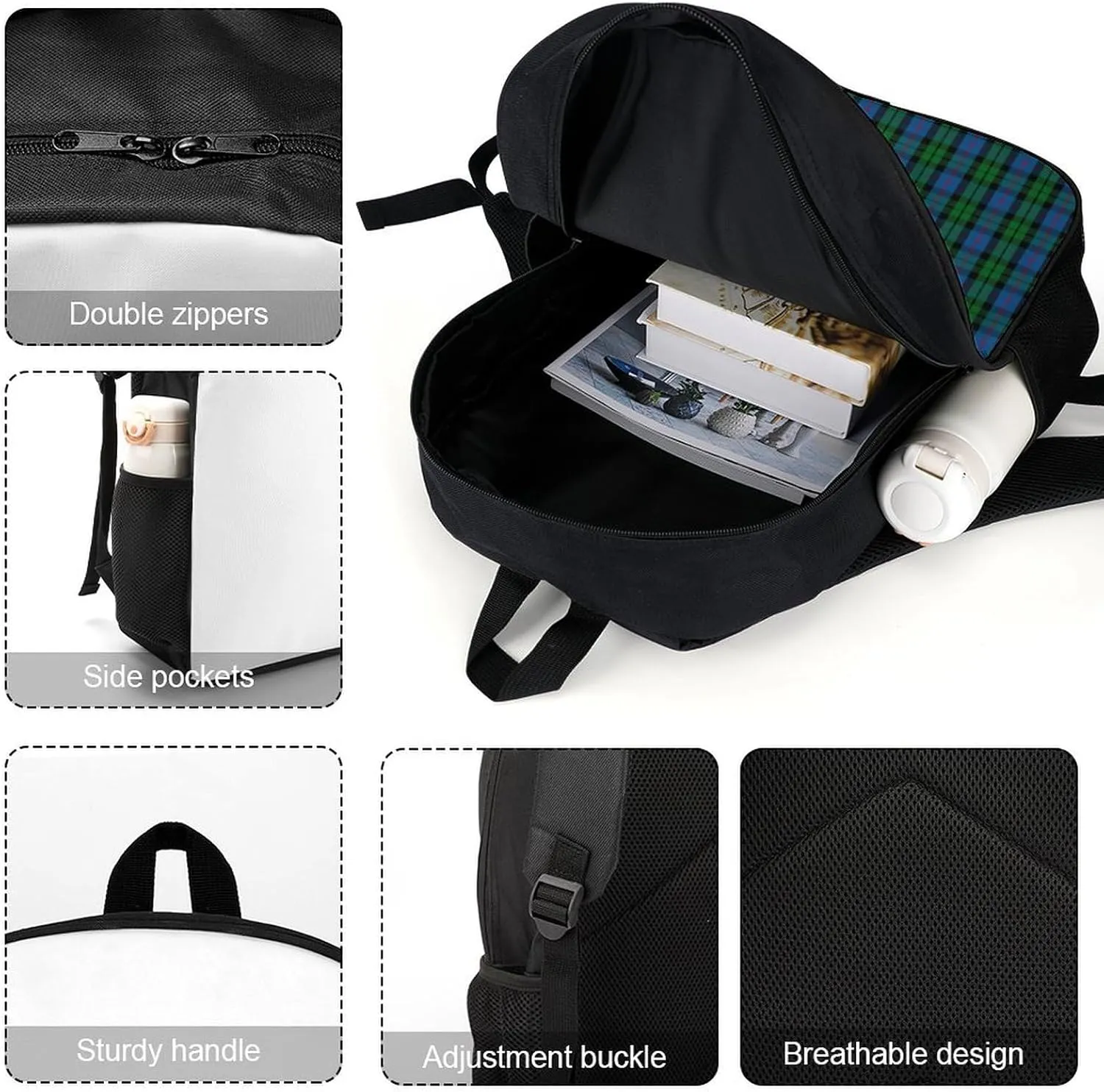Clan Morrison Tartan Backpack Lightweight Waterproof Backpacks Laptop Backpack for Unisex Casual Travel Daypacks Large Capacity