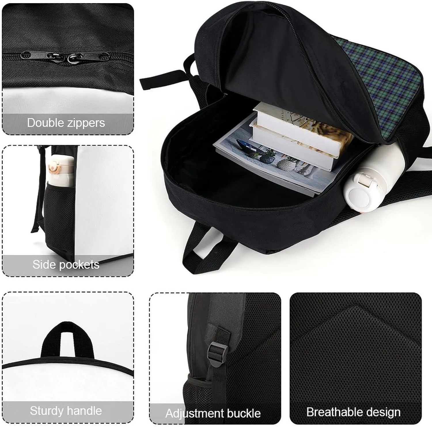 Clan Stevenson Tartan Backpack Lightweight Waterproof Backpacks Laptop Backpack for Unisex Casual Travel Daypacks Large Capacity