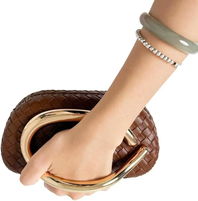 Clutch Purses for Women Evening/Wedding Chic Woven Bag Formal PU Leather Purse Designer Handbags for Party Prom