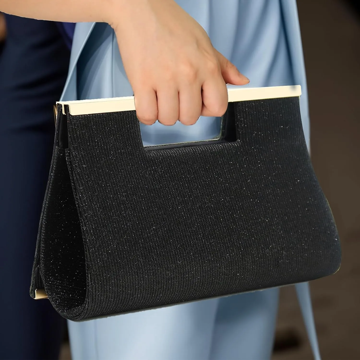 Clutch Purses for Women, Glitter Bride Crossbody Shoulder Bag Elegant Satin Evening Handbags for Wedding, Party