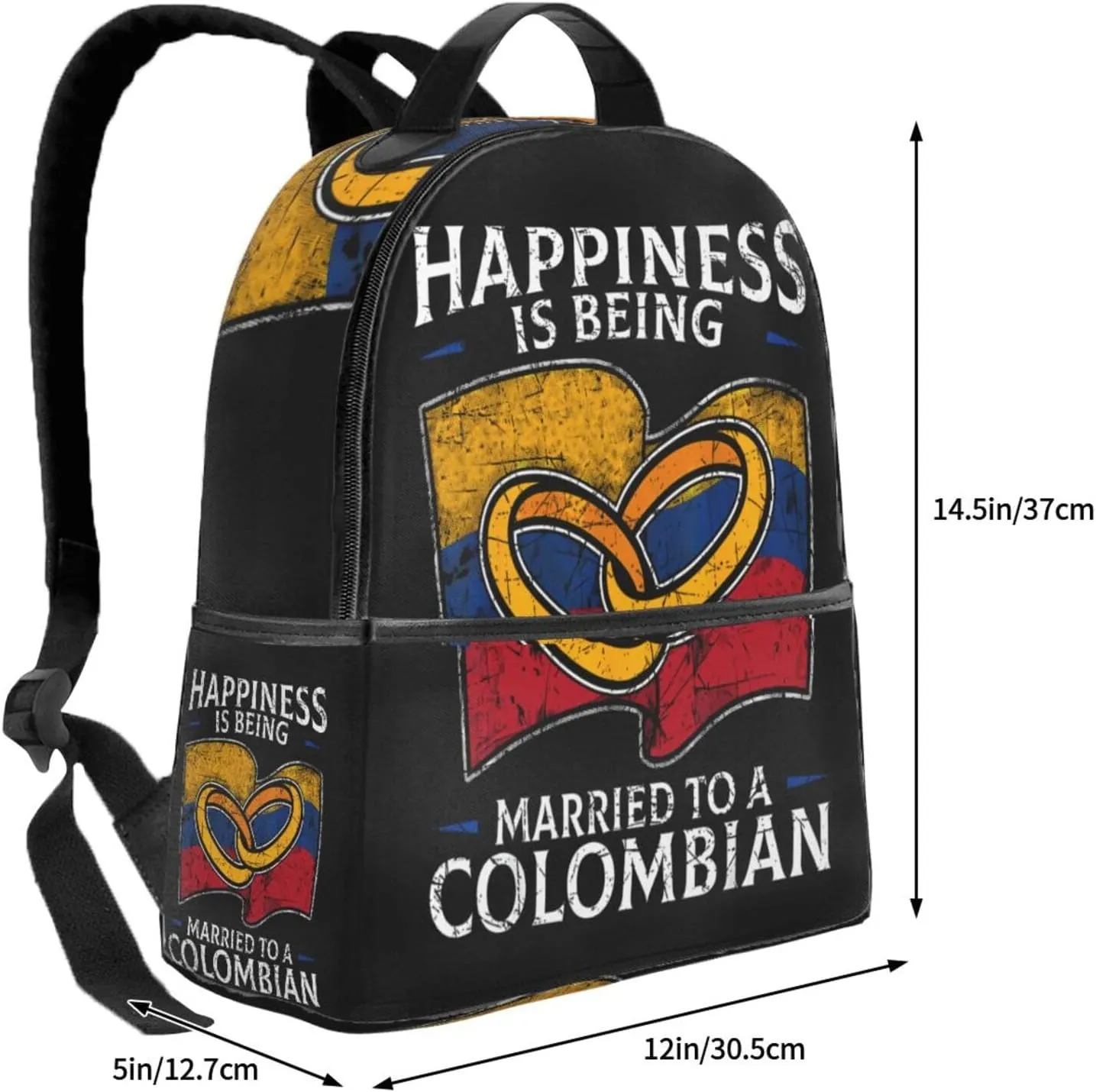 Colombia Marriage Colombian Married Flag Culture Casual Backpacks Laptop Backpack Carry-on Daypack Sports Travel Rucksack Lightweight Working Bag for Outdoor Hiking Cycling Walking