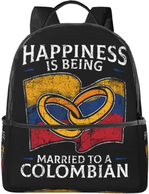 Colombia Marriage Colombian Married Flag Culture Casual Backpacks Laptop Backpack Carry-on Daypack Sports Travel Rucksack Lightweight Working Bag for Outdoor Hiking Cycling Walking