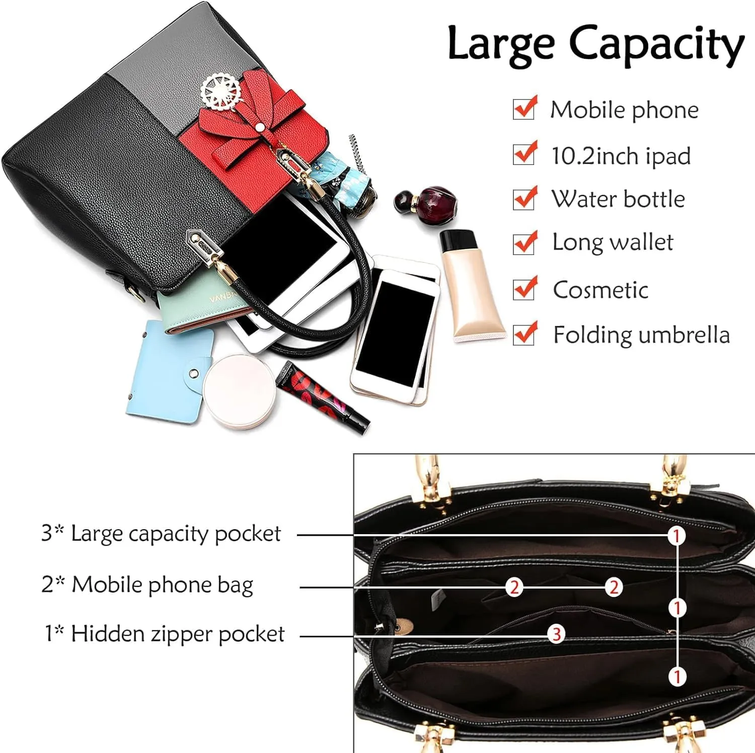 Color Block Women Handbag Elegant Womens Shoulder Bag Crossbody Bag