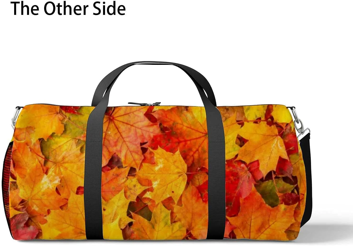 Colorful Bright Autumn Maple Leaves Sports Duffel Bag Travel Gym Tote Bags Lightweight Durable Shoulder Strap Waterproof Polyester Outside Mesh Pocket Overnight Trip Duffel Bag for Women Men