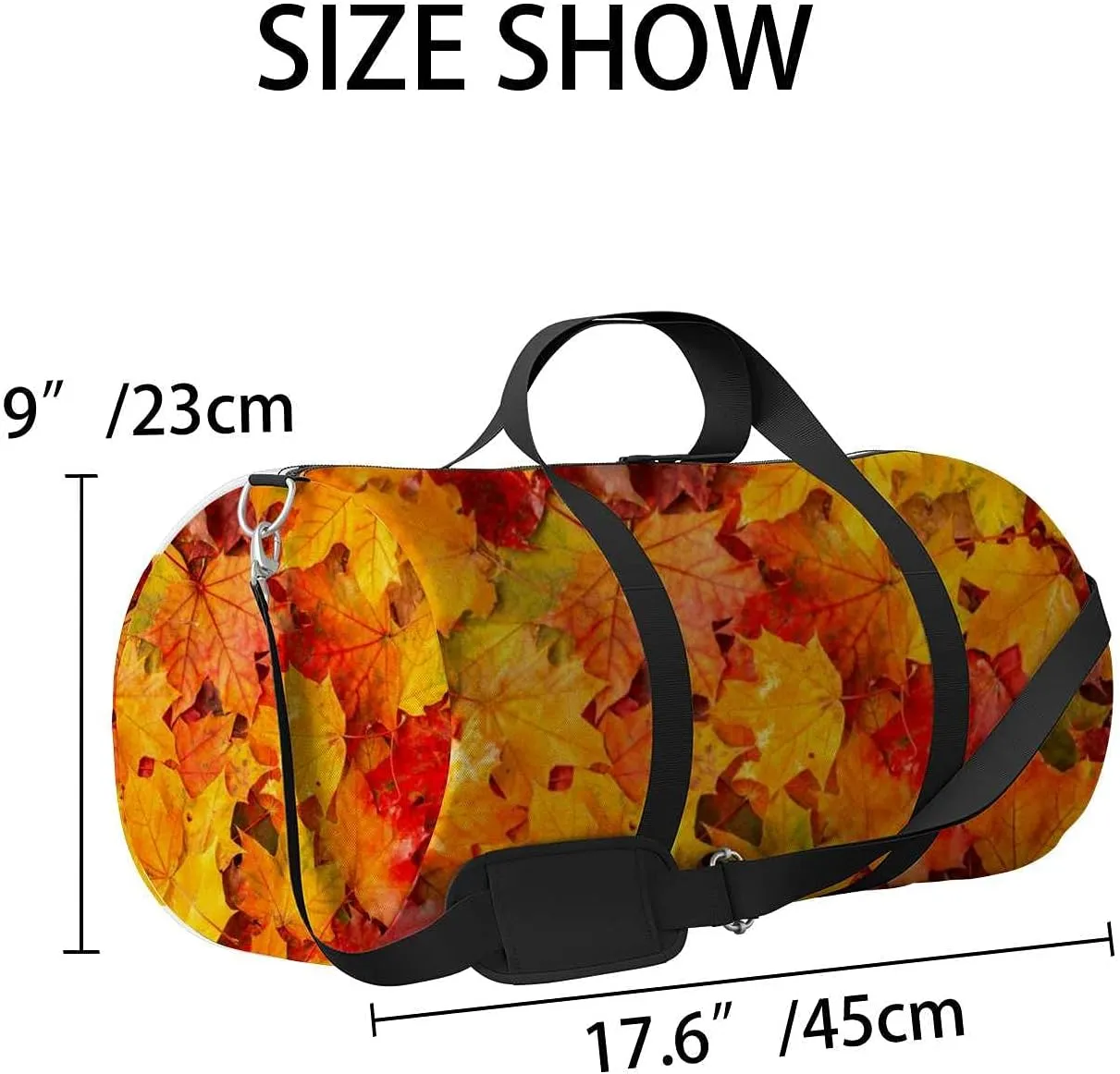 Colorful Bright Autumn Maple Leaves Sports Duffel Bag Travel Gym Tote Bags Lightweight Durable Shoulder Strap Waterproof Polyester Outside Mesh Pocket Overnight Trip Duffel Bag for Women Men