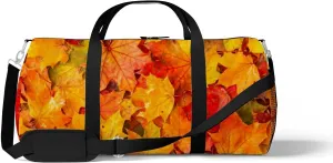 Colorful Bright Autumn Maple Leaves Sports Duffel Bag Travel Gym Tote Bags Lightweight Durable Shoulder Strap Waterproof Polyester Outside Mesh Pocket Overnight Trip Duffel Bag for Women Men
