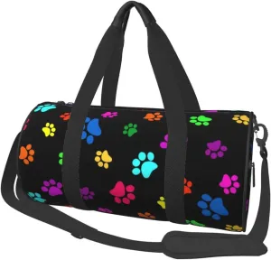 Colorful Dog Animal Paws Sports Gym Bag Travel Duffel Bag Shoes Compartment For Men Women Foldable Lightweight Yoga Gym Sports Bag