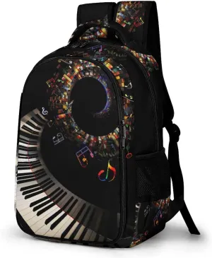 Colorful Music Note Piano Travel Laptop Backpack Lightweight 16.5 Inch Computer Work Bag Daypack